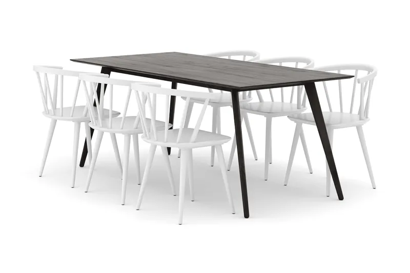 Tyrö Matgrupp med 6 st Tyrö Karmstolar, Smoked Oak/White
