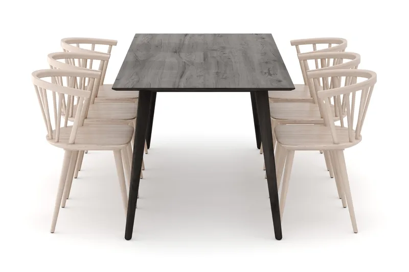 Tyrö Matgrupp med 6 st Tyrö Karmstolar - Smoked Oak/Whitewash - Möbler - Matplats - Matgrupp & matbord med stolar