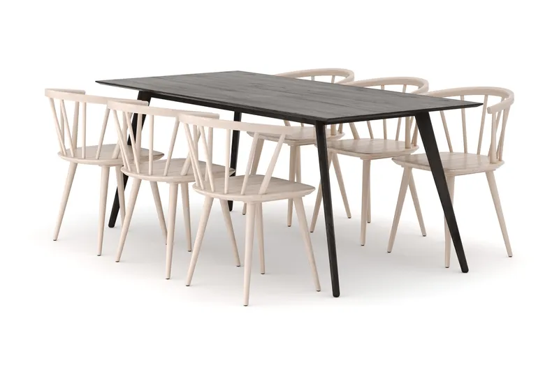 Tyrö Matgrupp med 6 st Tyrö Karmstolar, Smoked Oak/Whitewash