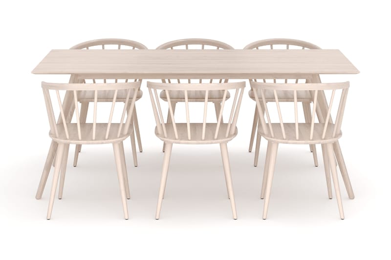 Tyrö Matgrupp med 6 st Tyrö Karmstolar - Whitewash/Whitewash - Möbler - Matplats - Matgrupp & matbord med stolar