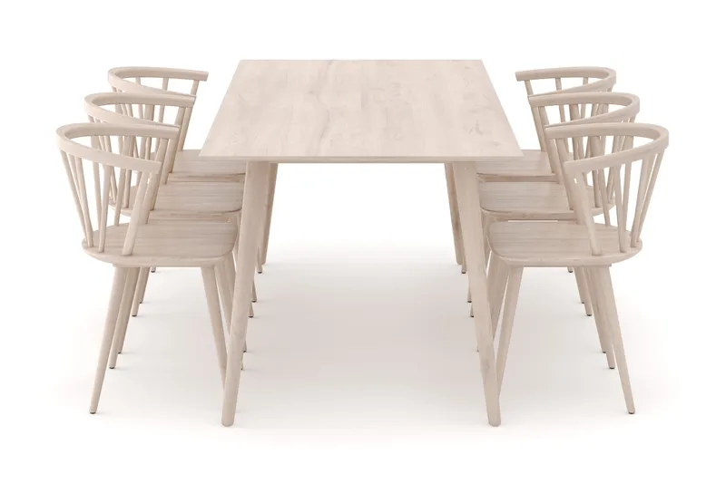 Tyrö Matgrupp med 6 st Tyrö Karmstolar - Whitewash/Whitewash - Möbler - Matplats - Matgrupp & matbord med stolar