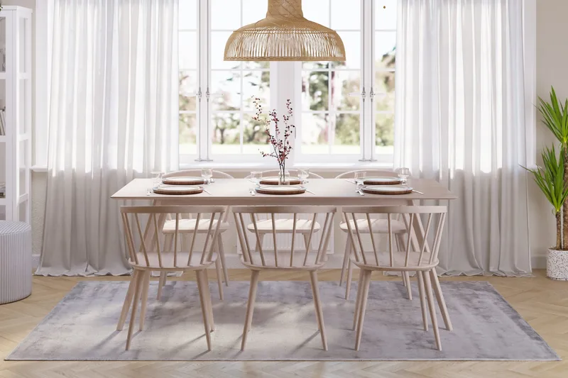Tyrö Rektangulär Matbord & köksbord 190x90 cm Askträ - Whitewash - Möbler - Matplats - Matbord & köksbord