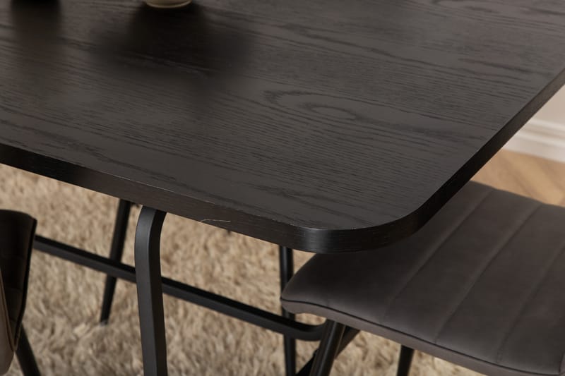 UNAI Matbord 200 cm Svart + 6 WEI Stolar Grå - Matgrupp & matbord med stolar