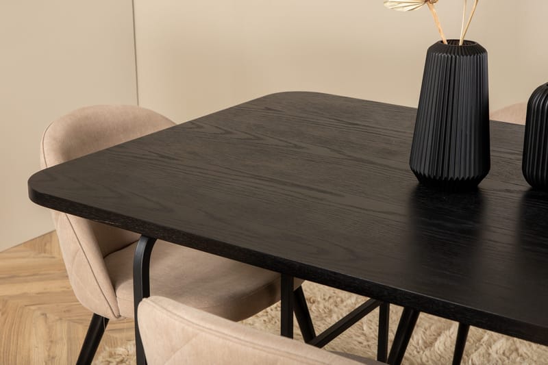 Uno Matgrupp 200 cm Rektangulär med 6 Velvet stolar - Beige - Möbler - Matplats - Matgrupp & matbord med stolar