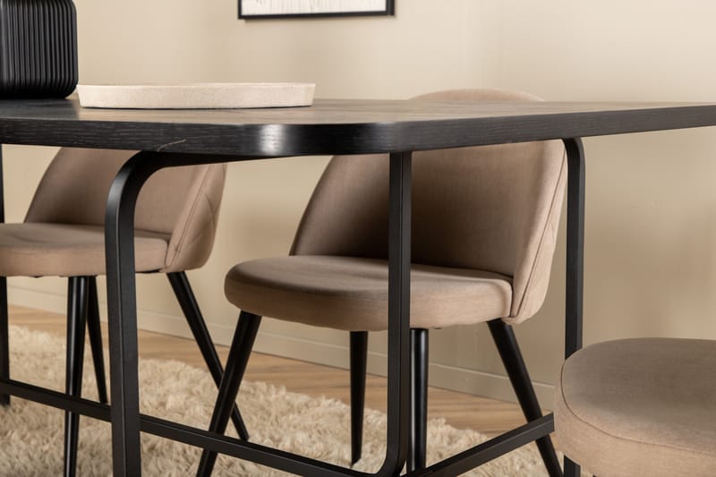 Uno Matgrupp 200 cm Rektangulär med 6 Velvet stolar - Beige - Möbler - Matplats - Matgrupp & matbord med stolar