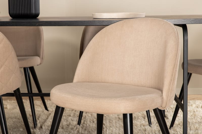 Uno Matgrupp 200 cm Rektangulär med 6 Velvet stolar - Beige - Möbler - Matplats - Matgrupp & matbord med stolar