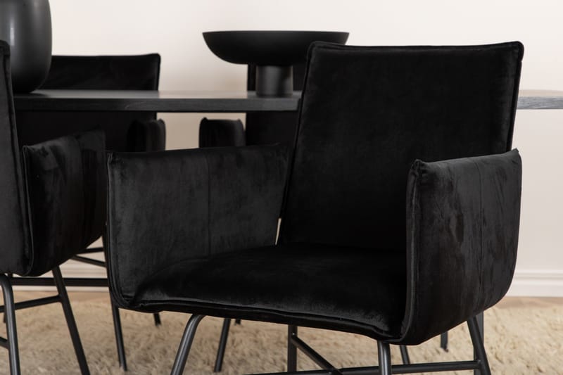 Unos Matgrupp 200 cm Rektangulär med 4 Petra stolar - Svart - Möbler - Matplats - Matgrupp & matbord med stolar