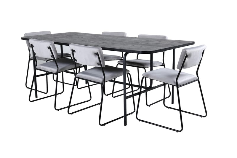 Unos Matgrupp 200 cm Rektangulär med 6 Kenth stolar, Svart