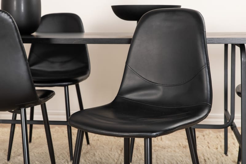 Unos Matgrupp 200 cm Rektangulär med 6 Polar stolar - Svart - Möbler - Matplats - Matgrupp & matbord med stolar