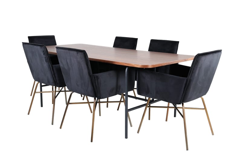 Unos Matgrupp 200 cm Rektangulär med 6 Petra stolar, Svart