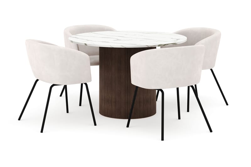 Uppveda Matbord 120 cm Rund med 4 Berit Stolar - Brun - Möbler - Matplats - Matgrupp & matbord med stolar