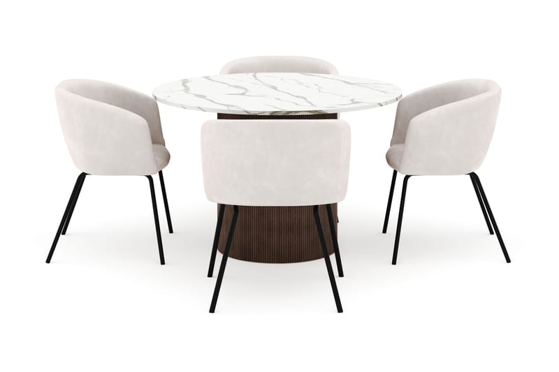 Uppveda Matbord 120 cm Rund med 4 Berit Stolar - Brun - Möbler - Matplats - Matgrupp & matbord med stolar
