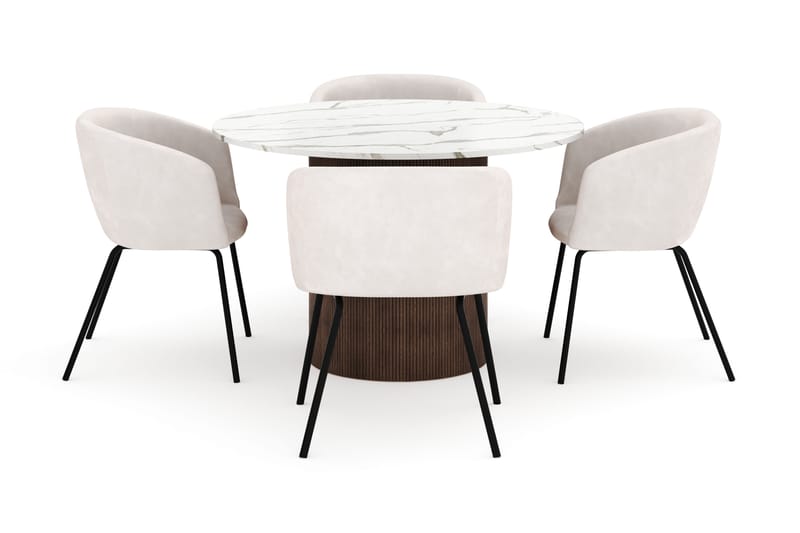 Uppveda Matbord 120 cm Rund med 4 Berit Stolar - Brun - Möbler - Matplats - Matgrupp & matbord med stolar