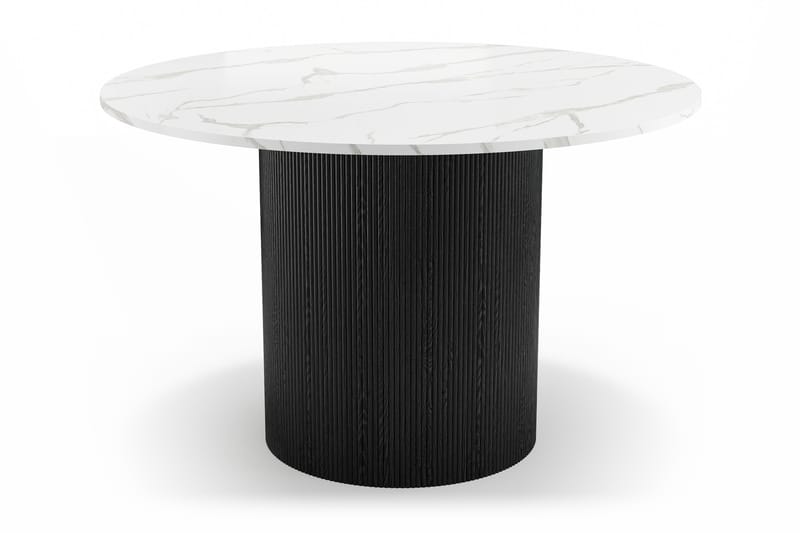 Uppveda Matbord 120 cm Rund med 4 Berit Stolar - Svart/Vit - Möbler - Matplats - Matgrupp & matbord med stolar