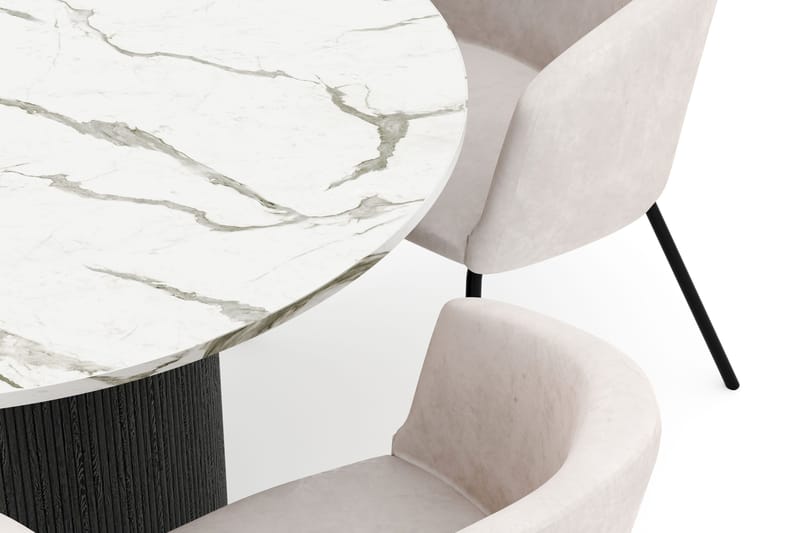 Uppveda Matbord 120 cm Rund med 4 Berit Stolar - Svart/Vit - Möbler - Matplats - Matgrupp & matbord med stolar