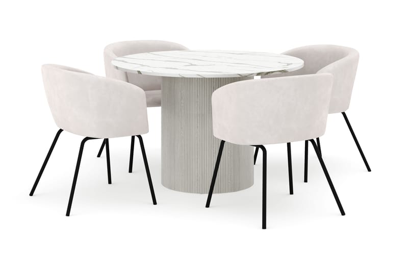 Uppveda Matbord 120 cm Rund med 4 Berit Stolar - Vit - Möbler - Matplats - Matgrupp & matbord med stolar