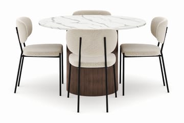 Uppveda Matbord 120 cm Rund med 4 Gemmiano Stolar - Brun - Möbler - Matplats - Matgrupp & matbord med stolar