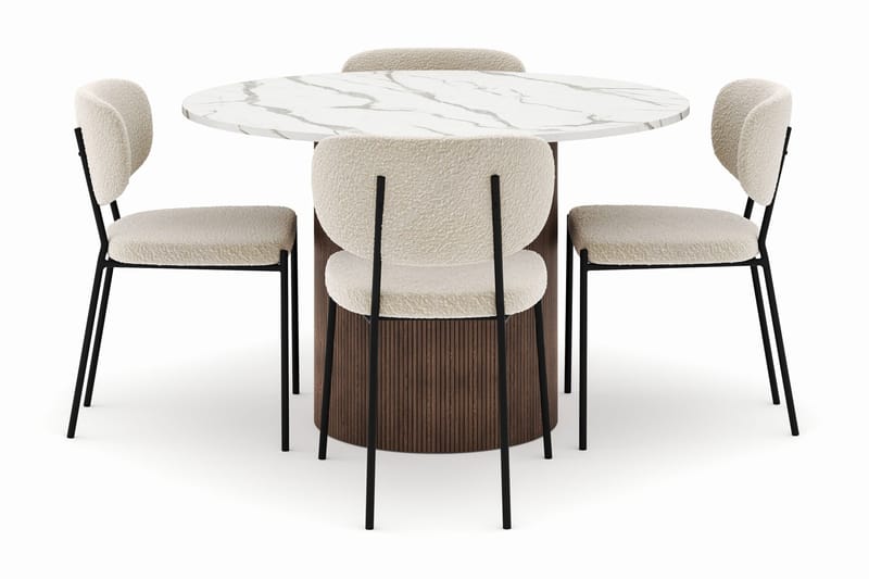 Uppveda Matbord 120 cm Rund med 4 Gemmiano Stolar - Brun - Möbler - Matplats - Matgrupp & matbord med stolar