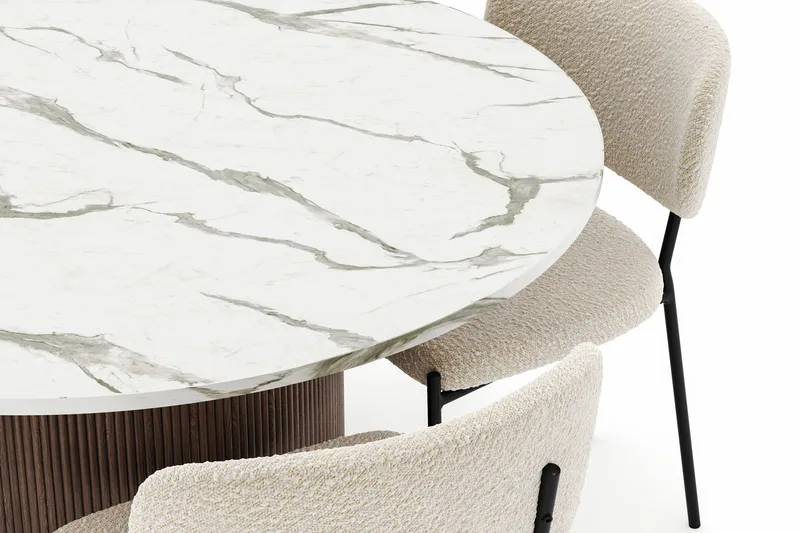 Uppveda Matbord 120 cm Rund med 4 Gemmiano Stolar - Brun - Möbler - Matplats - Matgrupp & matbord med stolar