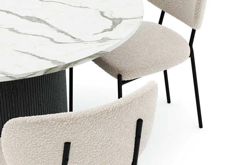 Uppveda Matbord 120 cm Rund med 4 Gemmiano Stolar - Svart/Vit - Möbler - Matplats - Matgrupp & matbord med stolar