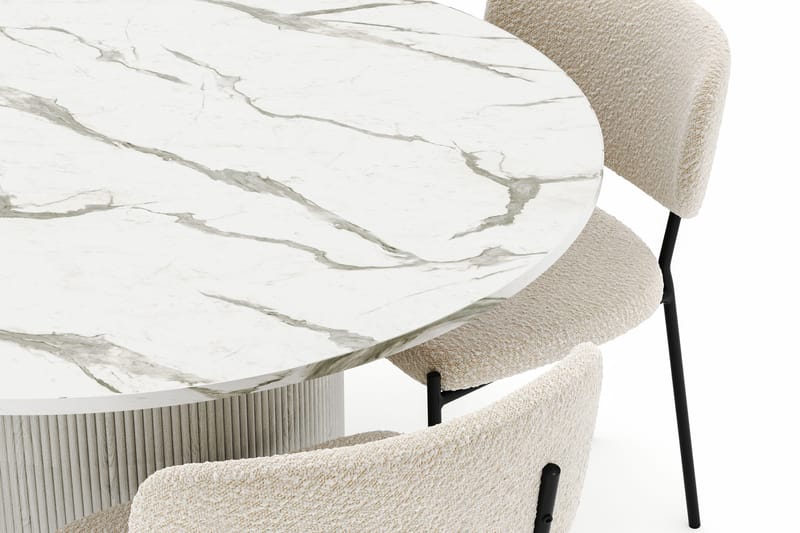 Uppveda Matbord 120 cm Rund med 4 Gemmiano Stolar - Vit - Möbler - Matplats - Matgrupp & matbord med stolar