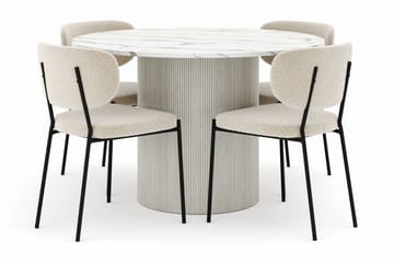 Uppveda Matbord 120 cm Rund med 4 Gemmiano Stolar