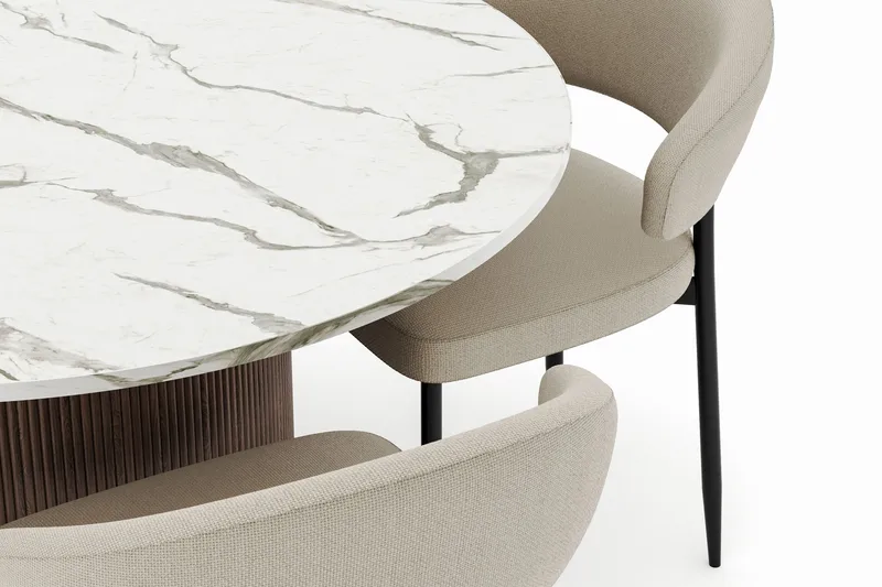 Uppveda Matbord 120 cm Rund med 4 Sawako Stolar - Brun - Möbler - Matplats - Matgrupp & matbord med stolar