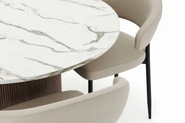 Uppveda Matbord 120 cm Rund med 4 Sawako Stolar - Brun - Möbler - Matplats - Matgrupp & matbord med stolar