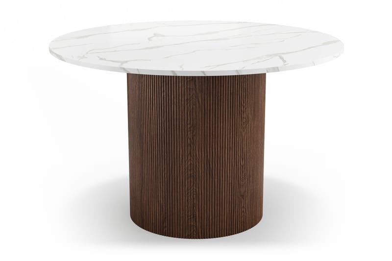 Uppveda Matbord 120 cm Rund med 4 Sawako Stolar - Brun - Möbler - Matplats - Matgrupp & matbord med stolar