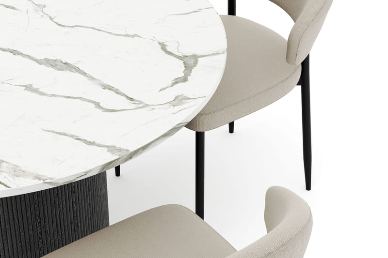 Uppveda Matbord 120 cm Rund med 4 Sawako Stolar - Svart/Vit - Möbler - Matplats - Matgrupp & matbord med stolar