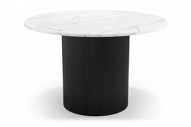 Uppveda Matbord 120 cm Rund med 4 Sawako Stolar - Svart/Vit - Möbler - Matplats - Matgrupp & matbord med stolar