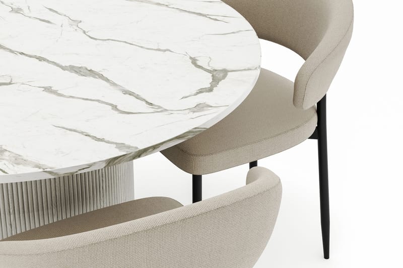 Uppveda Matbord 120 cm Rund med 4 Sawako Stolar - Vit - Möbler - Matplats - Matgrupp & matbord med stolar
