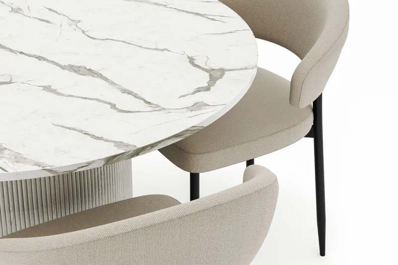 Uppveda Matbord 120 cm Rund med 4 Sawako Stolar - Vit - Möbler - Matplats - Matgrupp & matbord med stolar