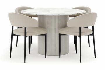 Uppveda Matbord 120 cm Rund med 4 Sawako Stolar