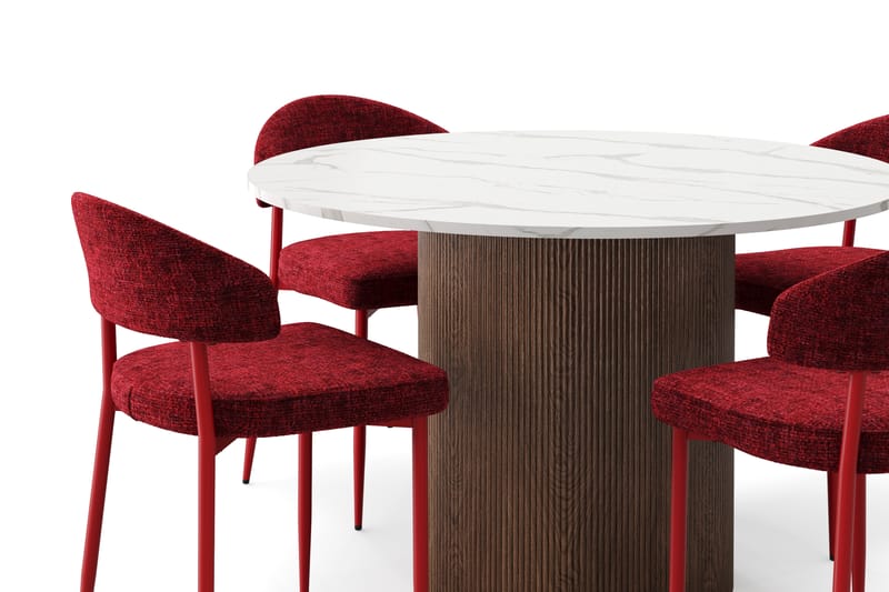 Uppveda Matbord 120 cm Rund med 4 st Jairam Matstolar - Brun - Möbler - Matplats - Matgrupp & matbord med stolar