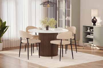 Uppveda Matbord 120 cm Rund med 4 st Jairam Matstolar - Brun - Möbler - Matplats - Matgrupp & matbord med stolar