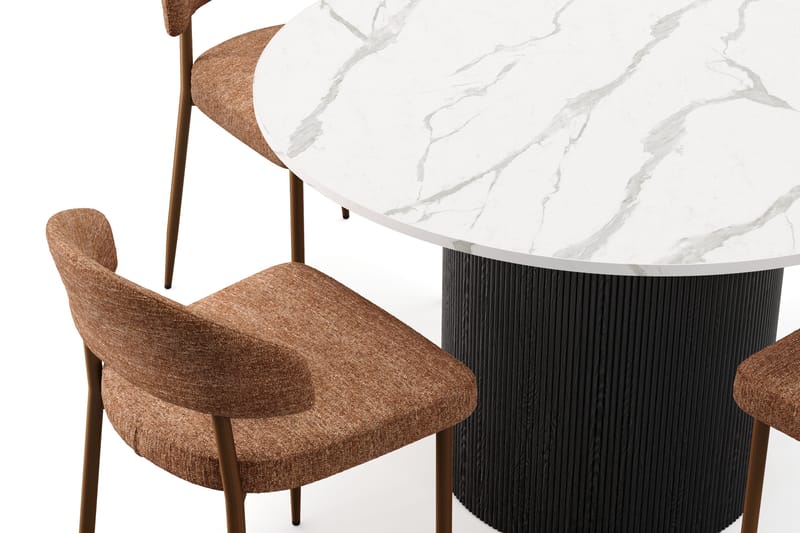 Uppveda Matbord 120 cm Rund med 4 st Jairam Matstolar - Svart/Vit - Möbler - Matplats - Matgrupp & matbord med stolar