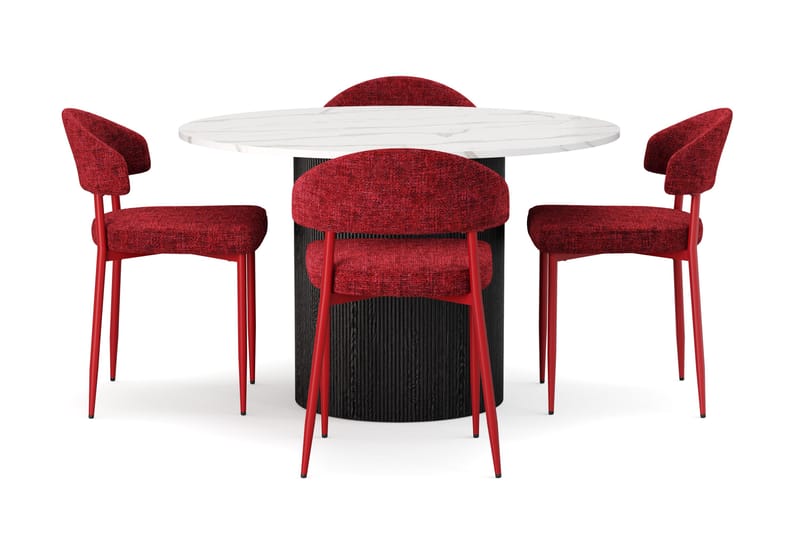 Uppveda Matbord 120 cm Rund med 4 st Jairam Matstolar - Svart/Vit - Möbler - Matplats - Matgrupp & matbord med stolar