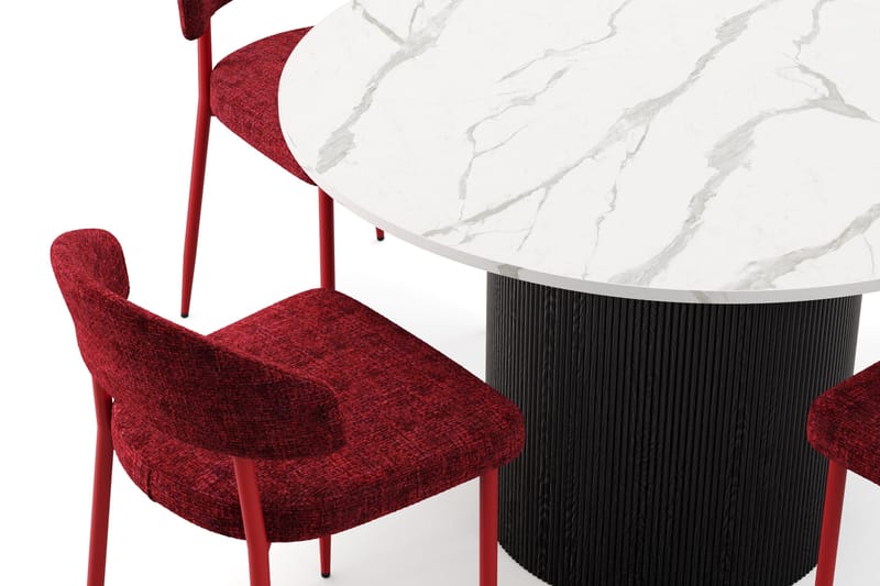 Uppveda Matbord 120 cm Rund med 4 st Jairam Matstolar - Svart/Vit - Möbler - Matplats - Matgrupp & matbord med stolar