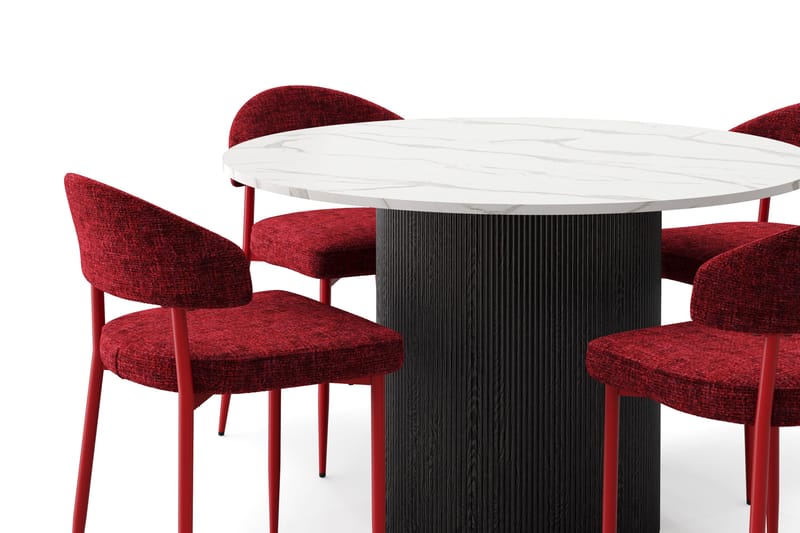 Uppveda Matbord 120 cm Rund med 4 st Jairam Matstolar - Svart/Vit - Möbler - Matplats - Matgrupp & matbord med stolar