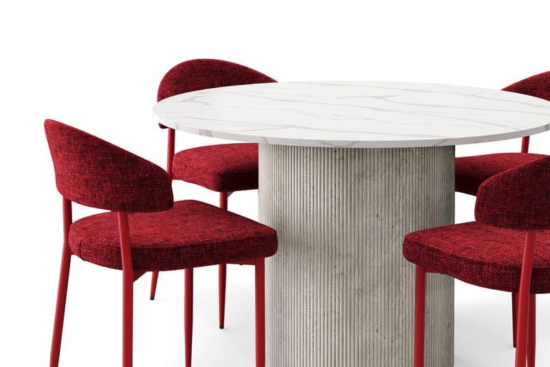 Uppveda Matbord 120 cm Rund med 4 st Jairam Matstolar - Vit - Möbler - Matplats - Matgrupp & matbord med stolar