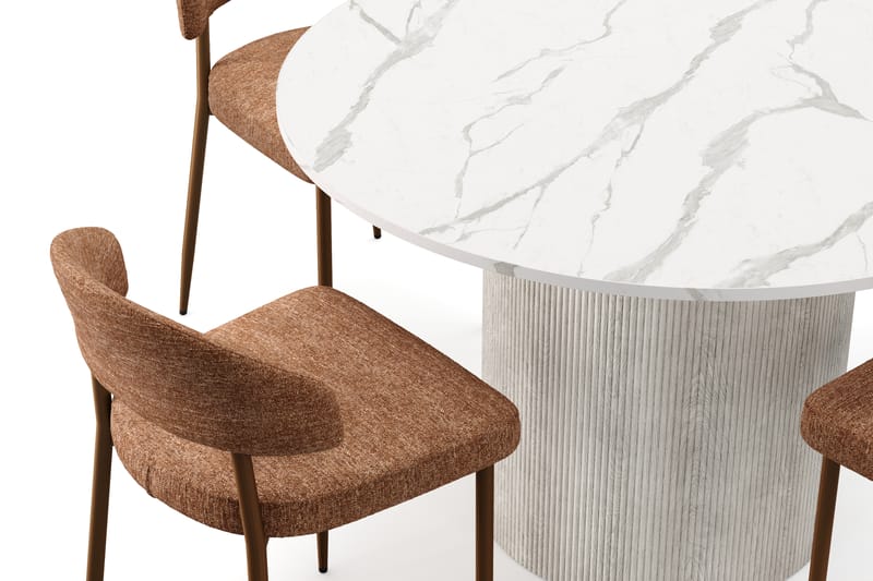 Uppveda Matbord 120 cm Rund med 4 st Jairam Matstolar - Vit - Möbler - Matplats - Matgrupp & matbord med stolar