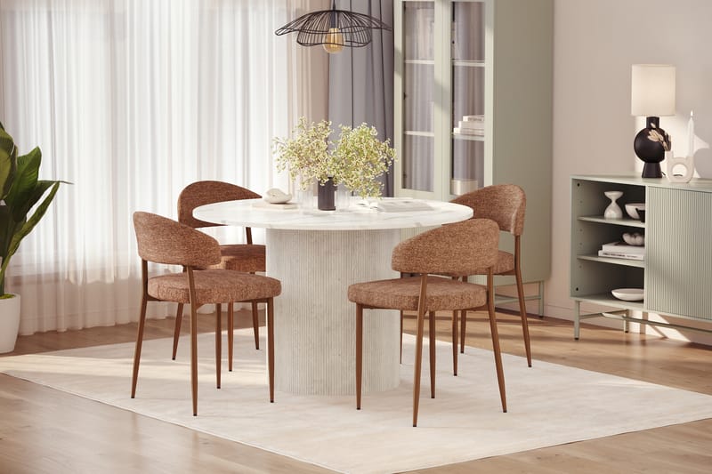 Uppveda Matbord 120 cm Rund med 4 st Jairam Matstolar - Vit - Möbler - Matplats - Matgrupp & matbord med stolar