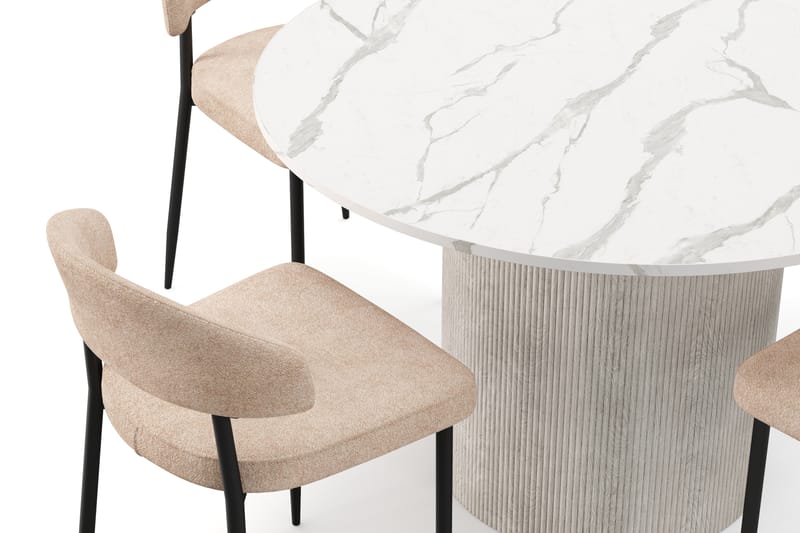 Uppveda Matbord 120 cm Rund med 4 st Jairam Matstolar - Vit - Möbler - Matplats - Matgrupp & matbord med stolar