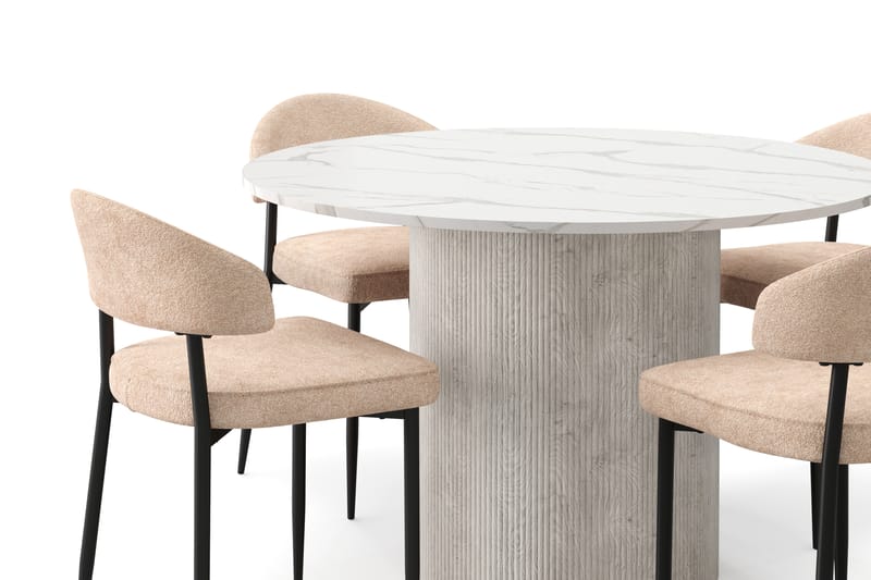 Uppveda Matbord 120 cm Rund med 4 st Jairam Matstolar - Vit - Möbler - Matplats - Matgrupp & matbord med stolar