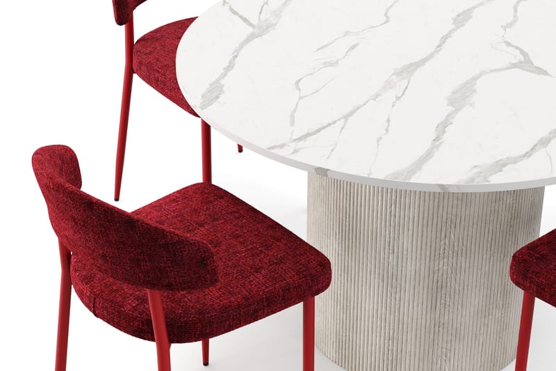 Uppveda Matbord 120 cm Rund med 4 st Jairam Matstolar - Vit - Möbler - Matplats - Matgrupp & matbord med stolar