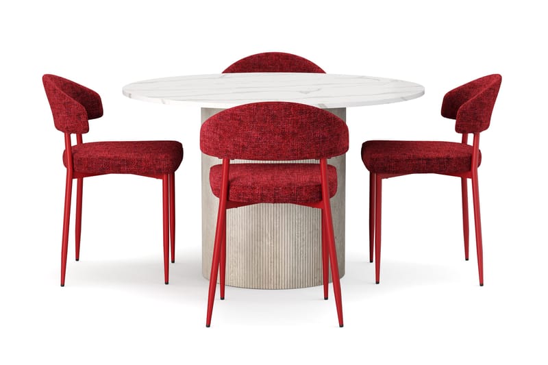 Uppveda Matbord 120 cm Rund med 4 st Jairam Matstolar - Vit - Möbler - Matplats - Matgrupp & matbord med stolar