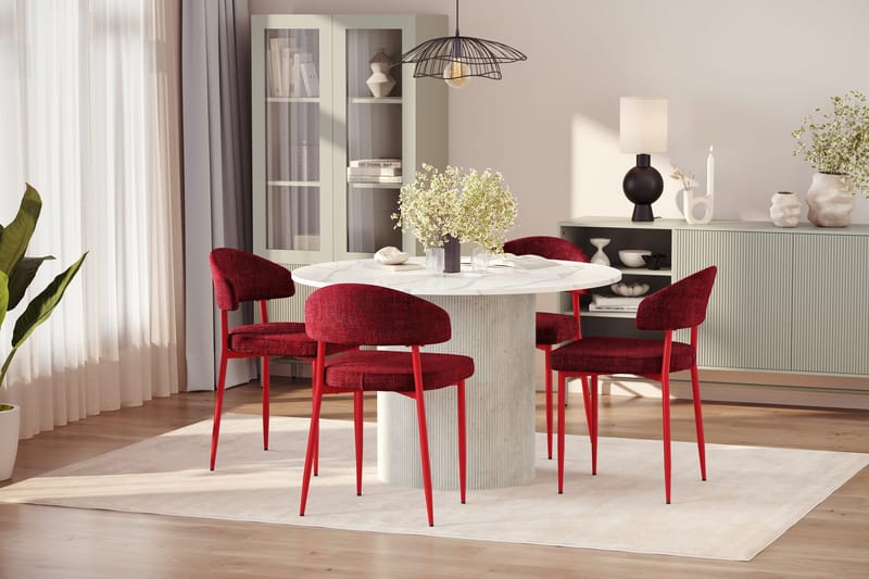 Uppveda Matbord 120 cm Rund med 4 st Jairam Matstolar - Vit - Möbler - Matplats - Matgrupp & matbord med stolar