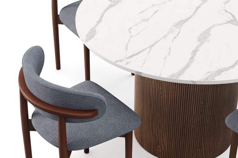 Uppveda Matbord 120 cm Rund med 4 st Jaiveer Matstolar - Brun - Möbler - Matplats - Matgrupp & matbord med stolar