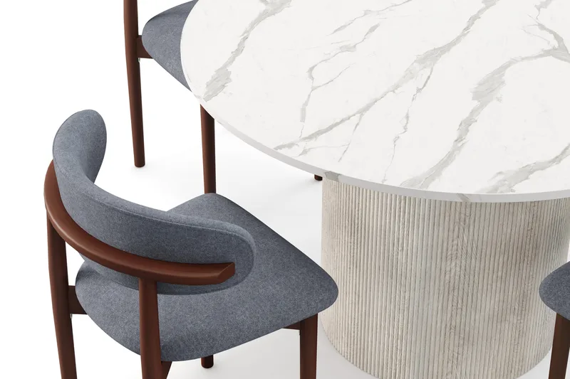 Uppveda Matbord 120 cm Rund med 4 st Jaiveer Matstolar - Vit - Möbler - Matplats - Matgrupp & matbord med stolar